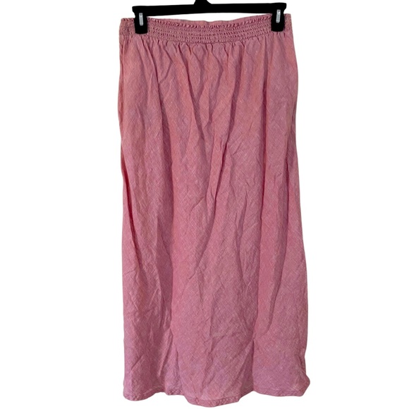 EUC Eddie Bauer A-line Full Length Pink Linen Skirt sz Large w/ POCKETS! - Picture 2 of 7